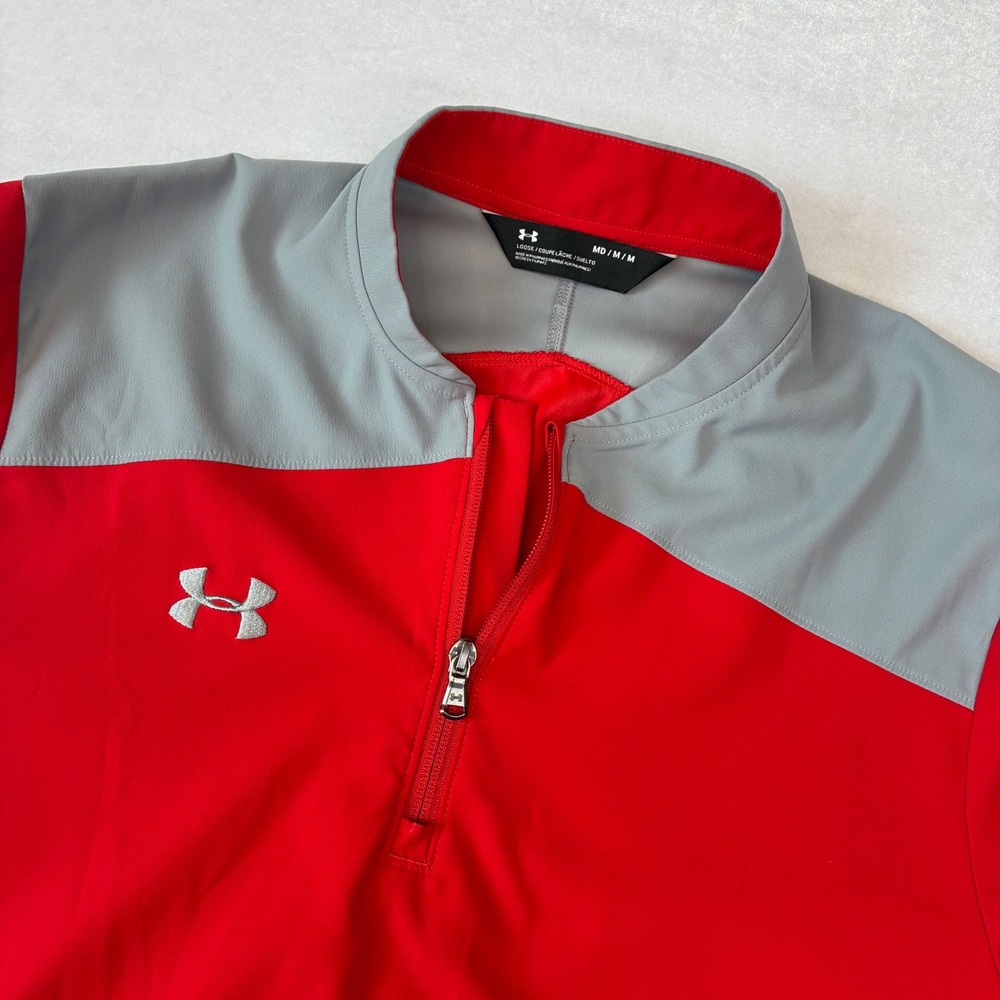 Under Armour Mens Storm Triumph Cage Half-Zip Jacket Red Gray